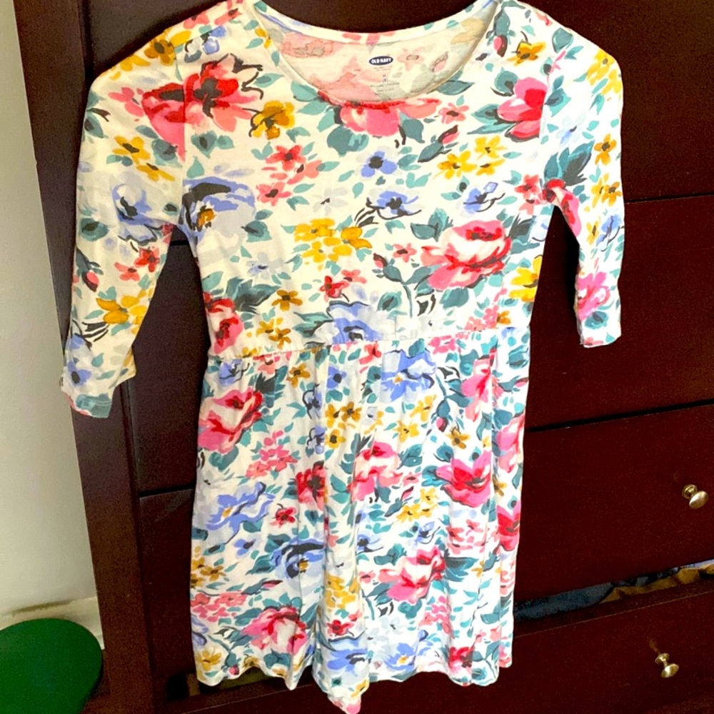 Old Navy floral 3/4 sleeve girls dress size M